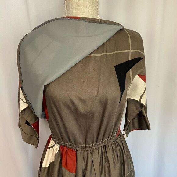 Retro 80s Vintage Midi Dress Donna Morgan Geometric Print Women’s S-M Rare - Picture 14 of 15